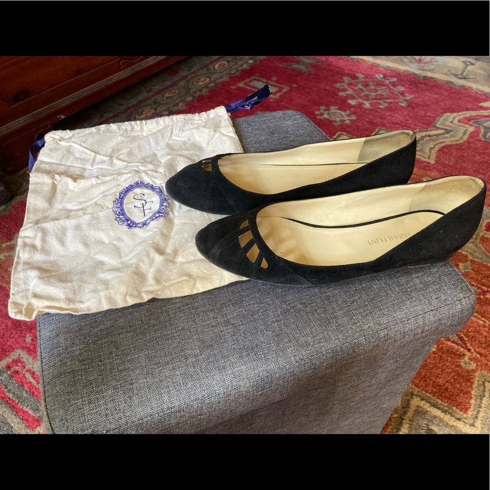 Sarah Flint Black Suede Flats — size 38
